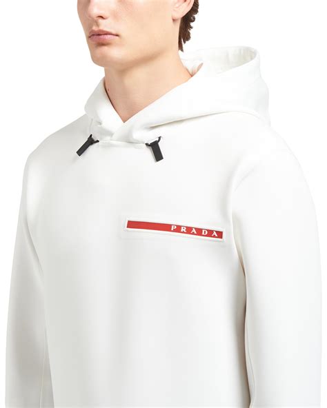 prada mens white shirt|Prada white hoodie.